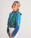 Two Wishes Green Nebula Women's Cropped Hoodie