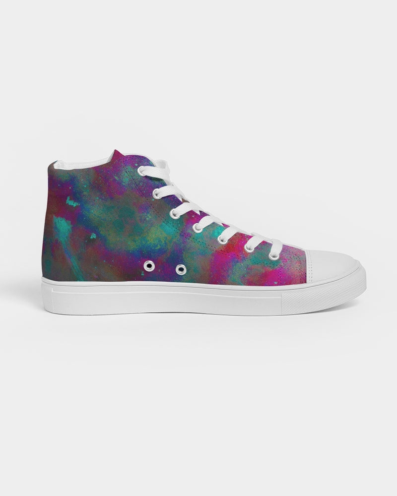 Two Wishes Pink Starburst Men's Hightop Canvas Shoe