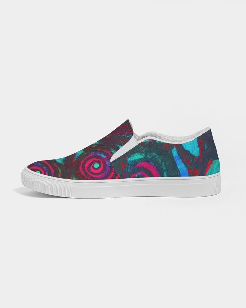 Stained Glass Frogs Cool Women's Slip-On Canvas Shoe