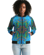 Two Wishes Green Nebula Cosmos Women's Bomber Jacket