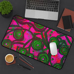 Stained Glass Frogs Pink Desk Mat