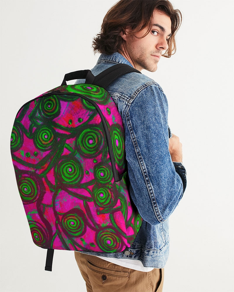 Stained Glass Frogs Pink Large Backpack