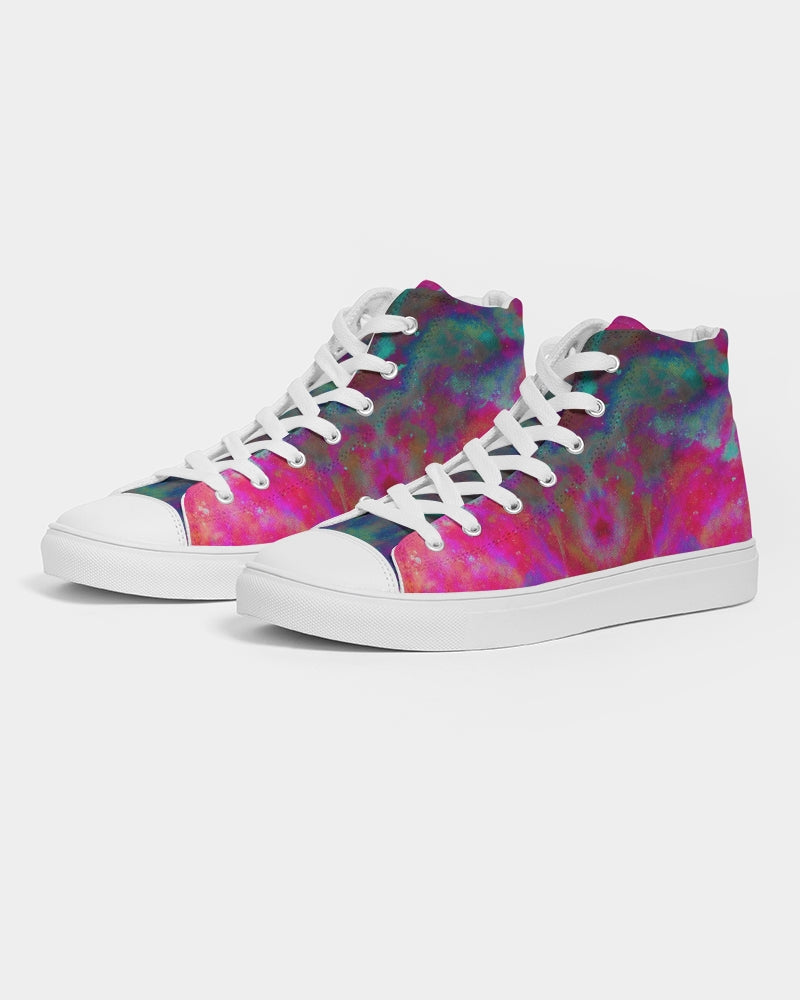 Two Wishes Pink Starburst Cosmos Men's Hightop Canvas Shoe