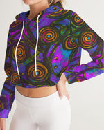 Stained Glass Frogs Purple Women's Cropped Hoodie