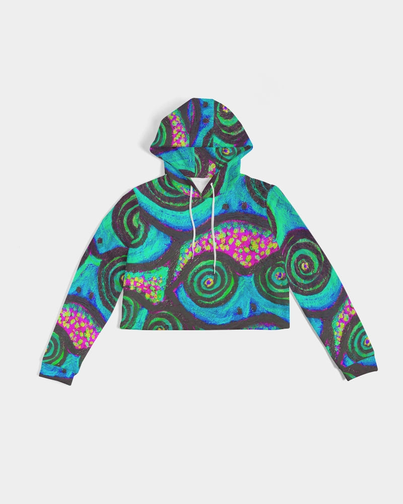Confetti Frogs Cool Women's Cropped Hoodie