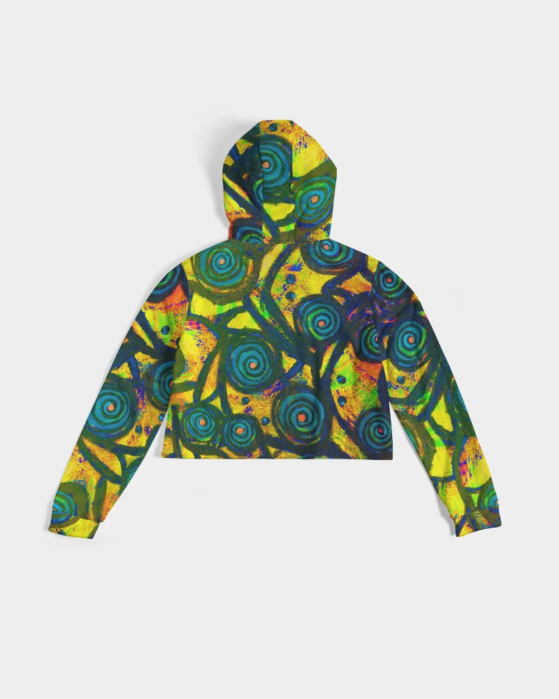 Stained Glass Frogs Sun Women's Cropped Hoodie