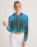 Two Wishes Green Nebula Cosmos Women's Cropped Hoodie