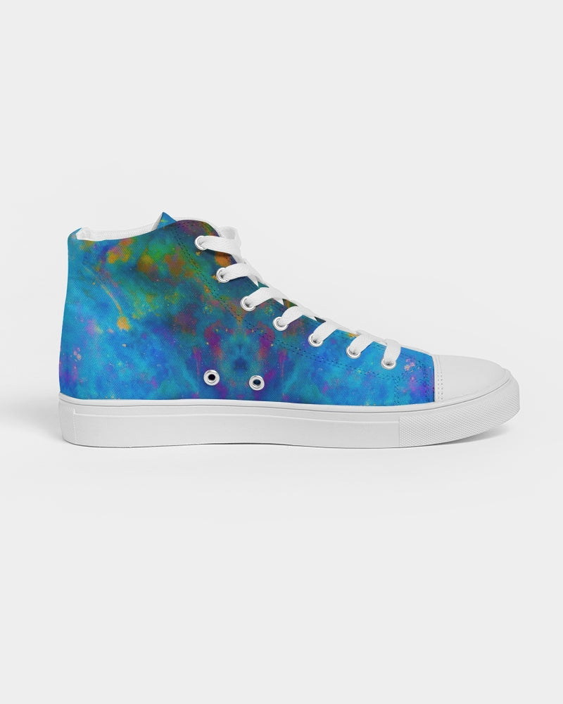 Two Wishes Green Nebula Cosmos Men's Hightop Canvas Shoe