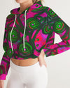 Stained Glass Frogs Pink Women's Cropped Hoodie