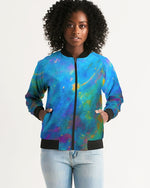 Two Wishes Green Nebula Women's Bomber Jacket