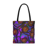 Stained Glass Frogs Purple Tote Bag