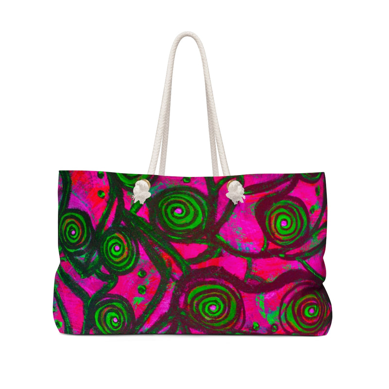 Stained Glass Frogs Pink Weekender Bag