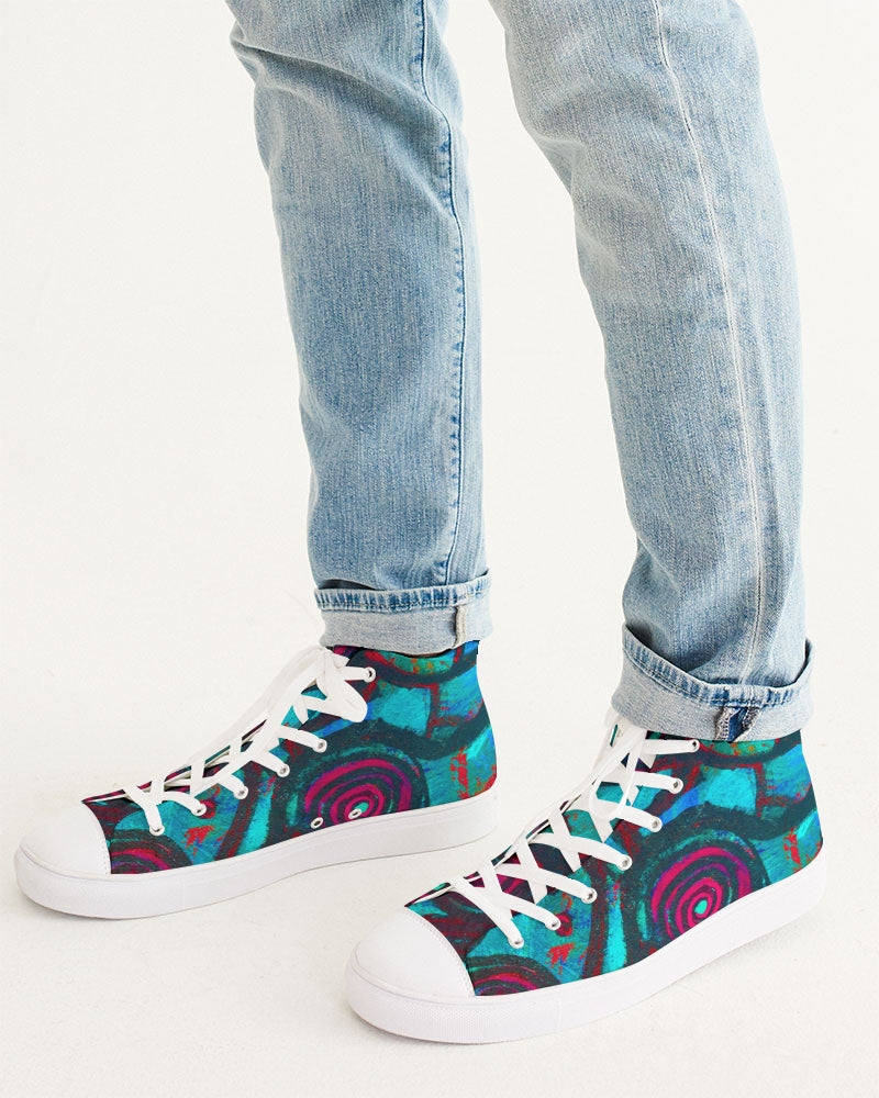 Stained Glass Frogs Cool Men's Hightop Canvas Shoe