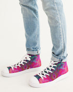 Two Wishes Pink Starburst Cosmos Men's Hightop Canvas Shoe