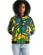 Stained Glass Frogs Sun Women's Bomber Jacket