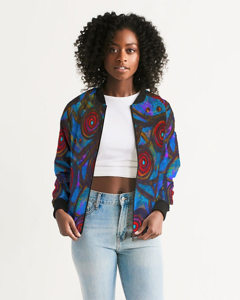 Stained Glass Frogs Women's Bomber Jacket