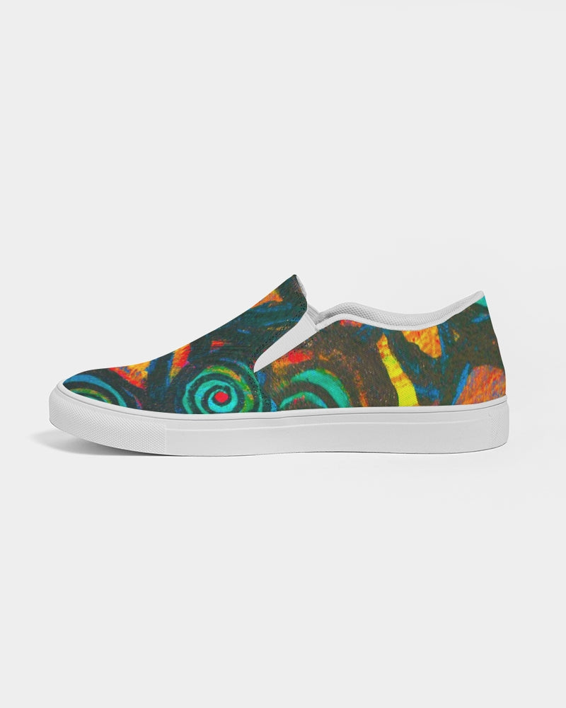 Stained Glass Frogs Sunset Women's Slip-On Canvas Shoe