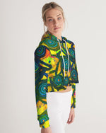Stained Glass Frogs Sun Women's Cropped Hoodie