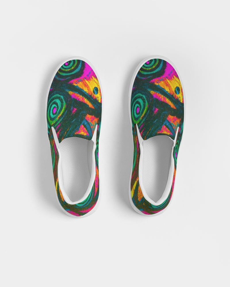 Stained Glass Frogs Rum Punch Women's Slip-On Canvas Shoe