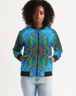 Two Wishes Green Nebula Cosmos Women's Bomber Jacket