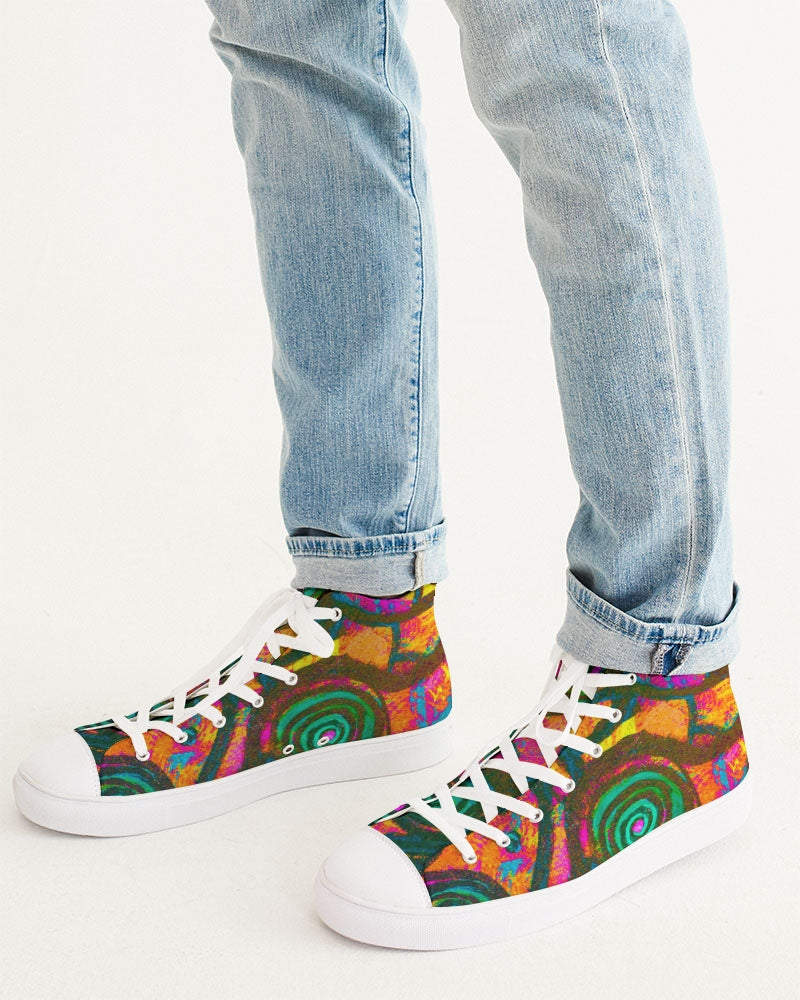 Stained Glass Frogs Rum Punch Men's Hightop Canvas Shoe