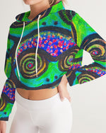 Confetti Frogs Lime Green Jelly Women's Cropped Hoodie