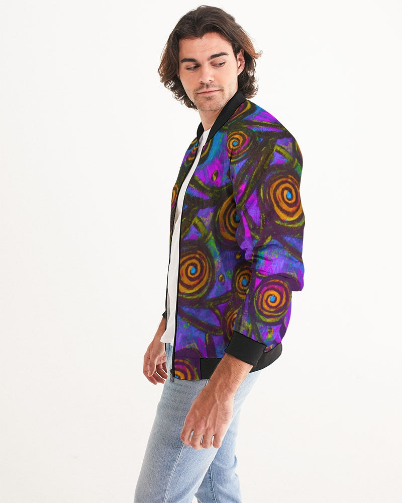 Stained Glass Frogs Purple Men's Bomber Jacket