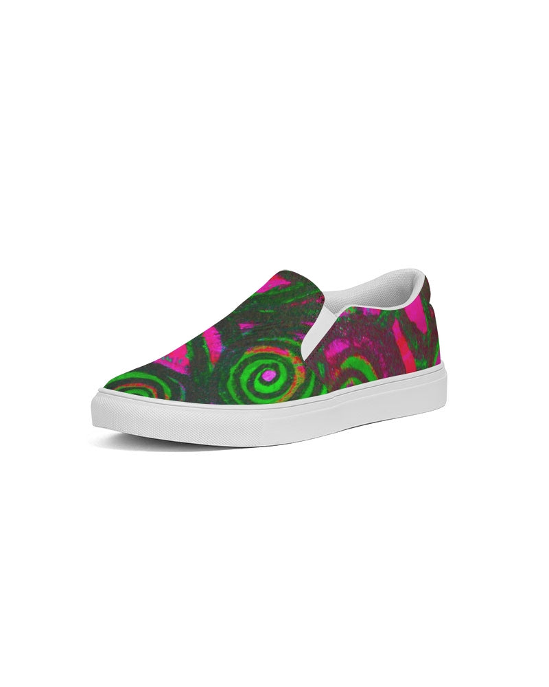 Stained Glass Frogs Pink Men's Slip-On Canvas Shoe