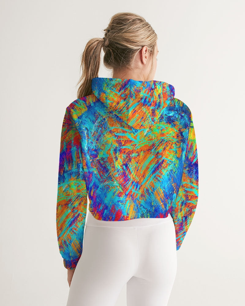 Meraki Rainbow Heart Women's Cropped Hoodie