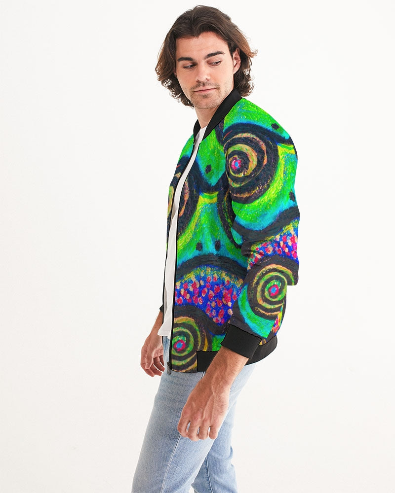 Confetti Frogs Lime Green Jelly Men's Bomber Jacket