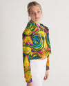 Hypnotic Frogs Sun Women's Cropped Hoodie