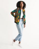 Stained Glass Frogs Sunset Women's Bomber Jacket