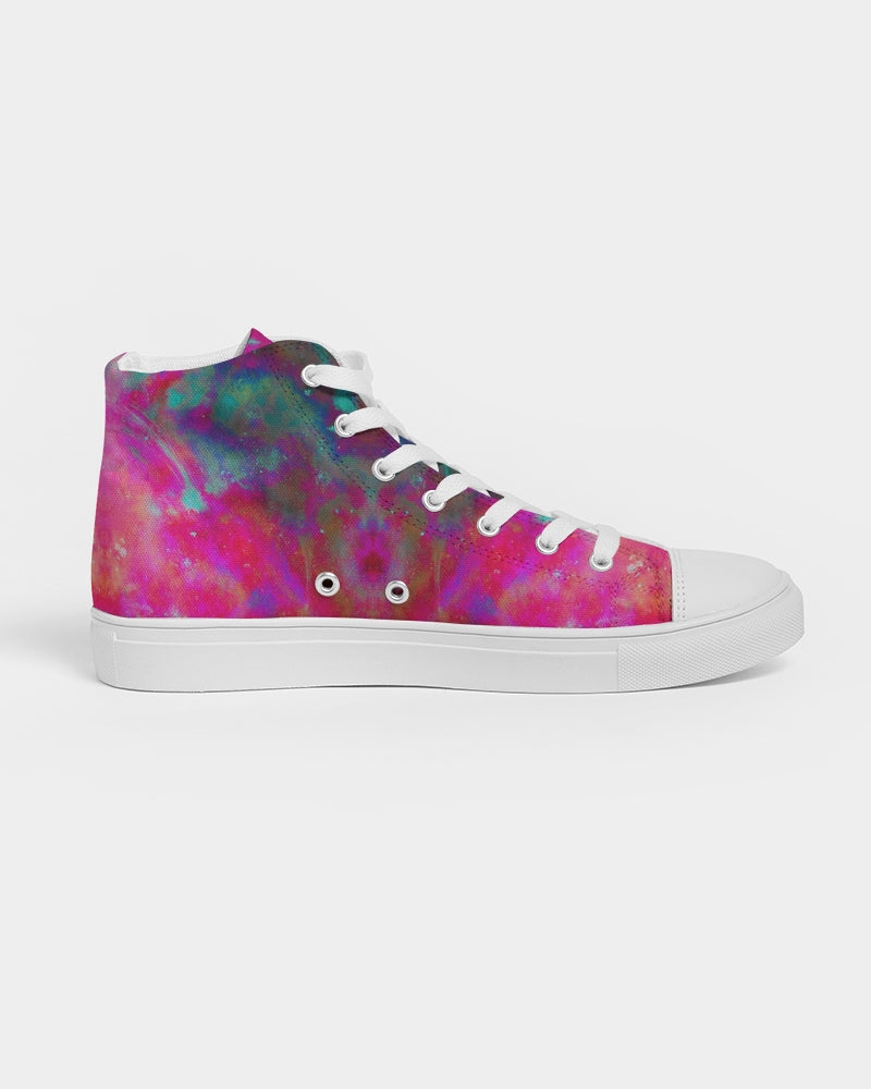 Two Wishes Pink Starburst Cosmos Men's Hightop Canvas Shoe