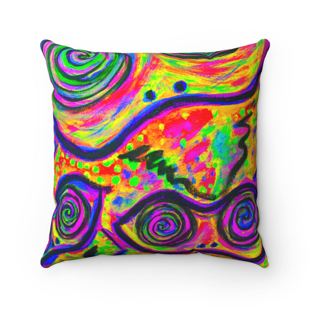 Happy Frogs Neon Square Pillow - Fridge Art Boutique