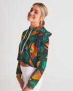 Stained Glass Frogs Sunset Women's Cropped Hoodie