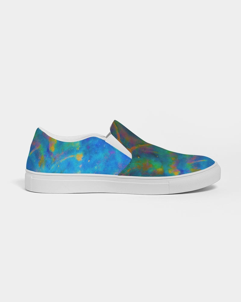 Two Wishes Green Nebula Cosmos Women's Slip-On Canvas Shoe