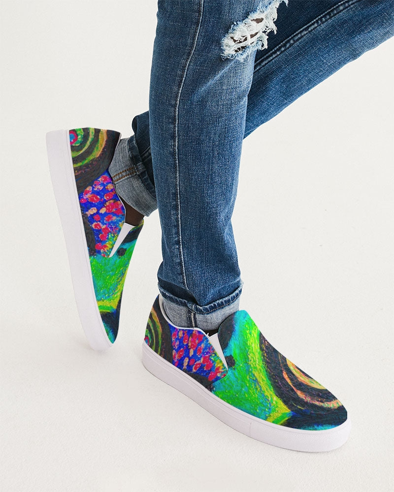 Confetti Frogs Lime Green Jelly Men's Slip-On Canvas Shoe