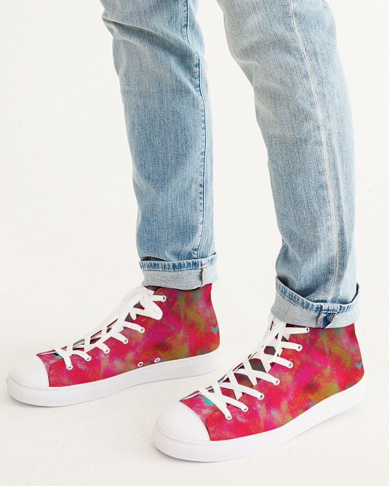 Two Wishes Red Planet Men's Hightop Canvas Shoe