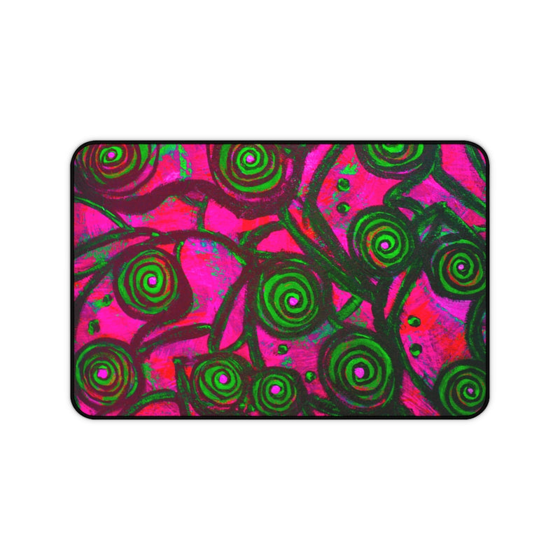 Stained Glass Frogs Pink Desk Mat