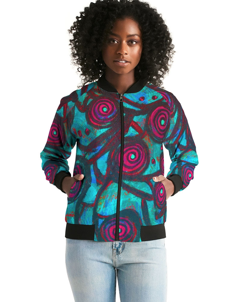 Stained Glass Frogs Cool Women's Bomber Jacket