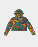 Stained Glass Frogs Sunset Women's Cropped Hoodie