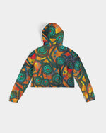 Stained Glass Frogs Sunset Women's Cropped Hoodie