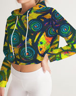 Stained Glass Frogs Sun Women's Cropped Hoodie