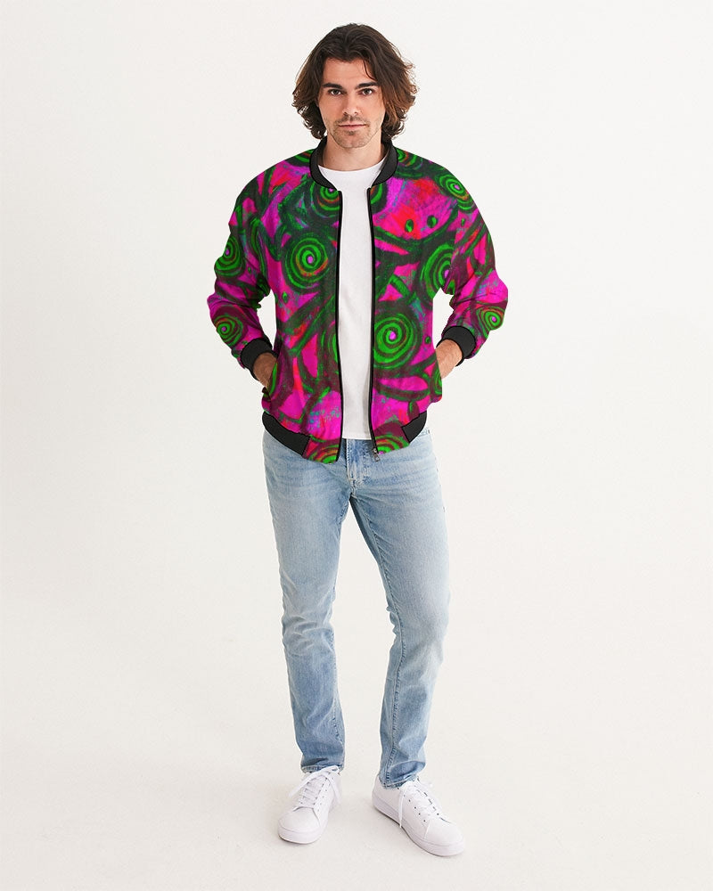 Stained Glass Frogs Pink Men's Bomber Jacket