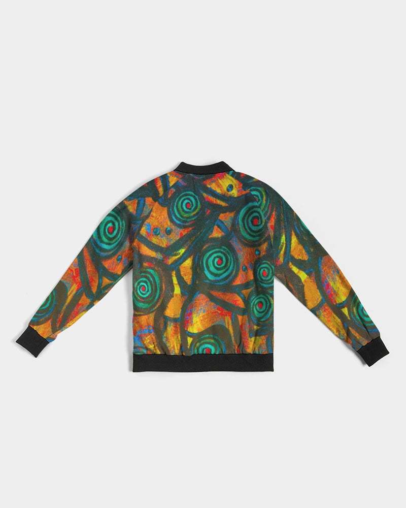 Stained Glass Frogs Sunset Women's Bomber Jacket