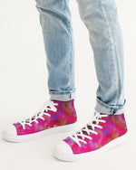 Two Wishes Pink Starburst Men's Hightop Canvas Shoe