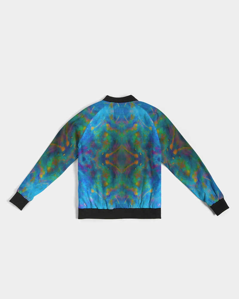 Two Wishes Green Nebula Cosmos Women's Bomber Jacket