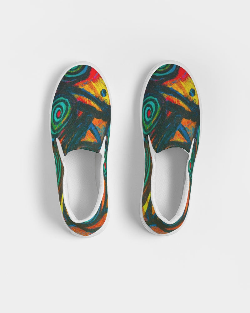 Stained Glass Frogs Sunset Men's Slip-On Canvas Shoe