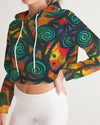 Stained Glass Frogs Sunset Women's Cropped Hoodie