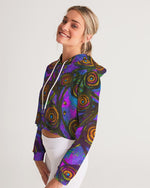 Stained Glass Frogs Purple Women's Cropped Hoodie